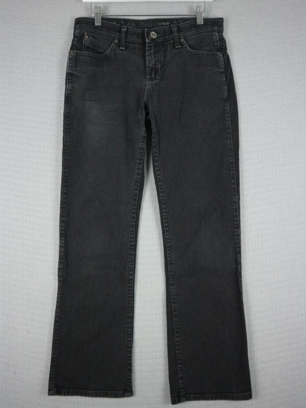 Wrangler Q Baby No Gap Waistband Bootcut Faded Washed Black Denim Jeans 32x29